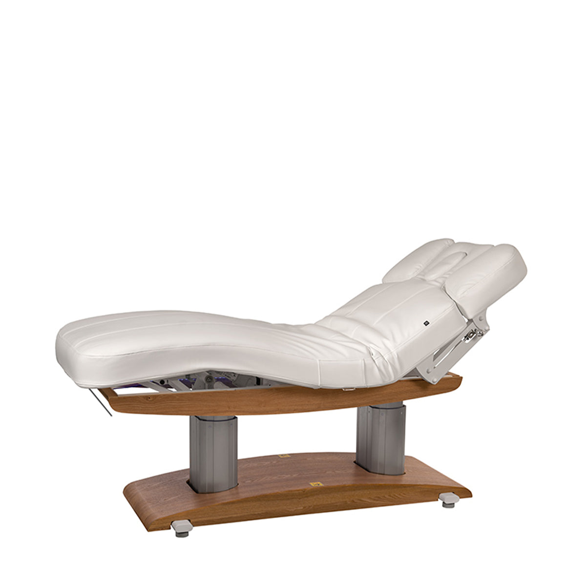 Table de Massage Electrique TROCH Chauffant Blanc Base Bois clair 4 Moteurs