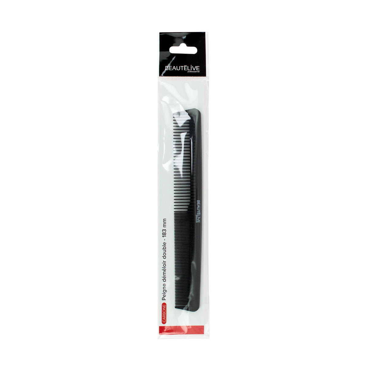Double Carbon Detangling Comb Black 18.3cm Beautélive