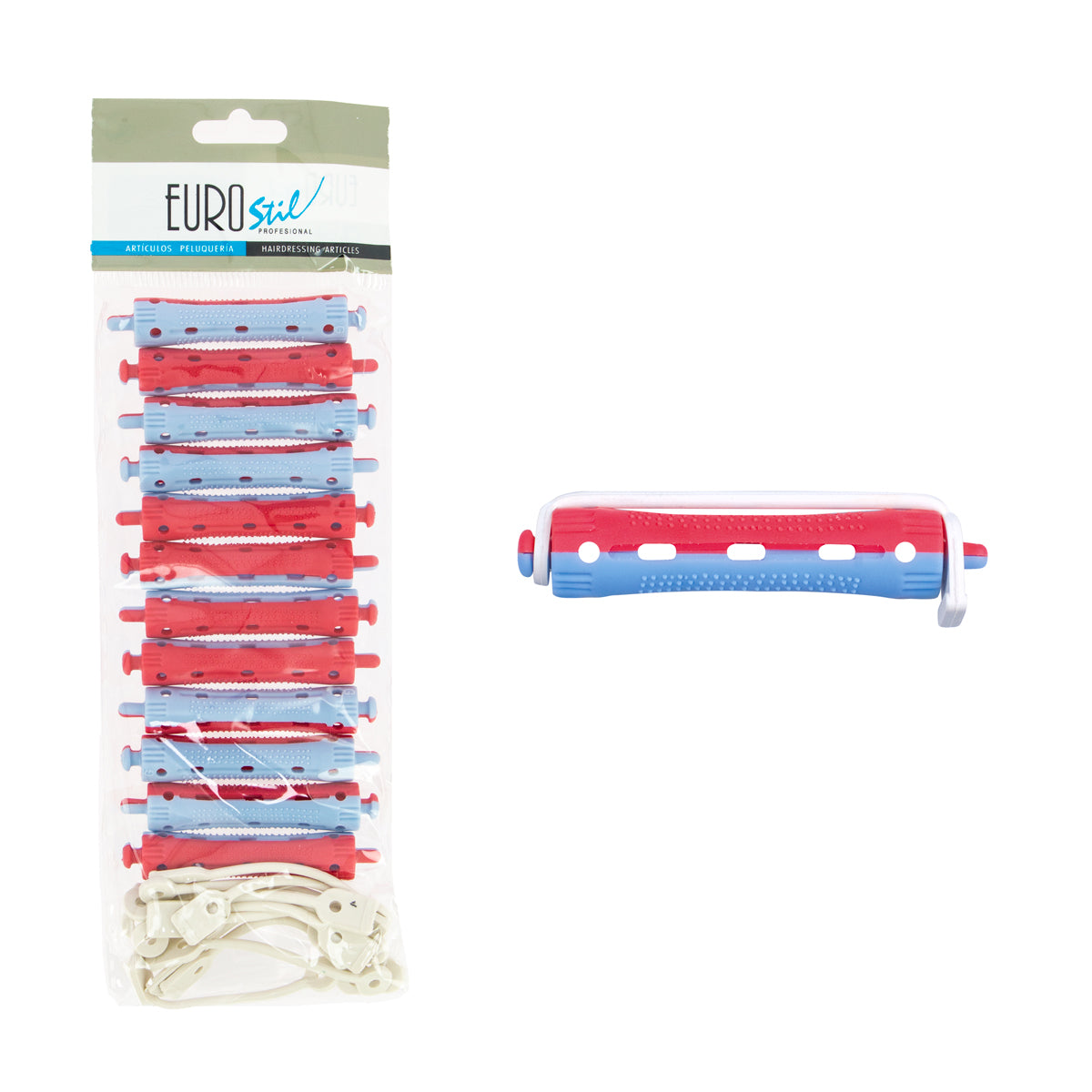 Bigoudis Permanentes Bleu et Rouge Courts X12