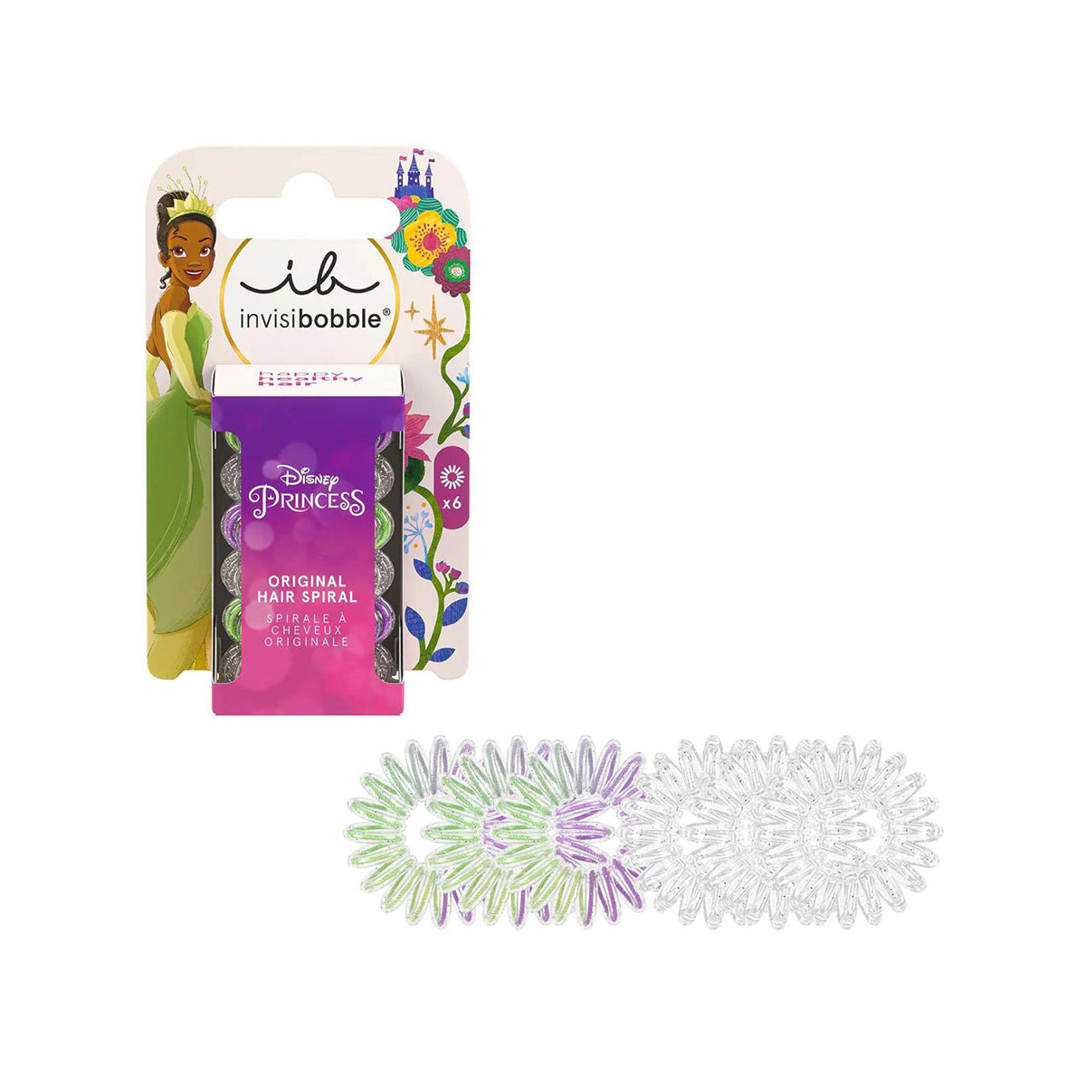 Tiana Disney X6 Invisibobble Spiral Hair Ties
