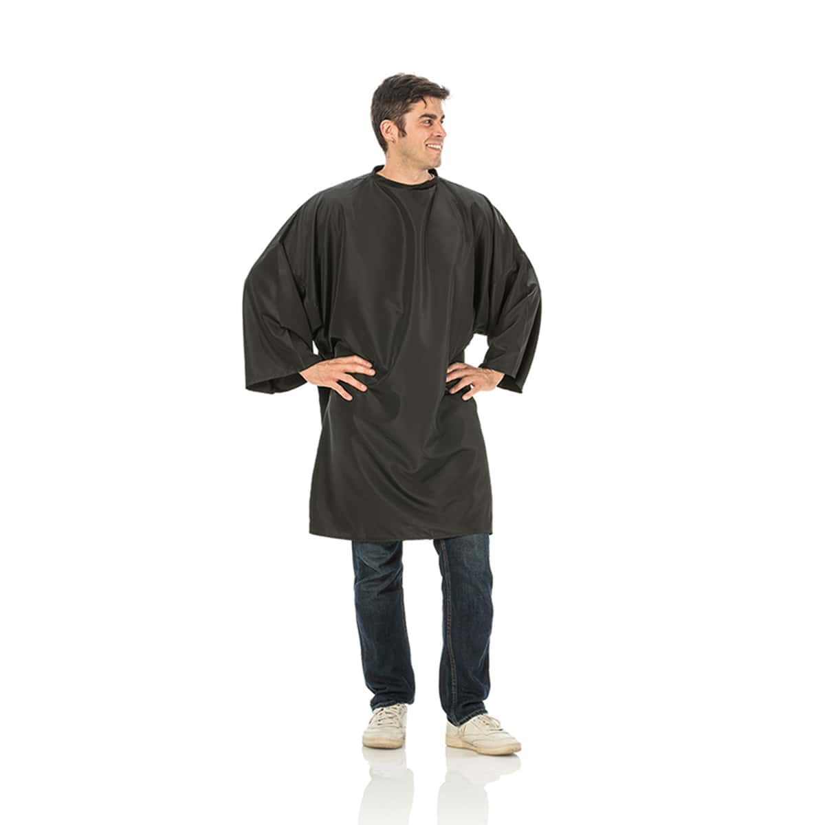 Peignoir Cape avec Manche Noir Fermeture à Velcro
