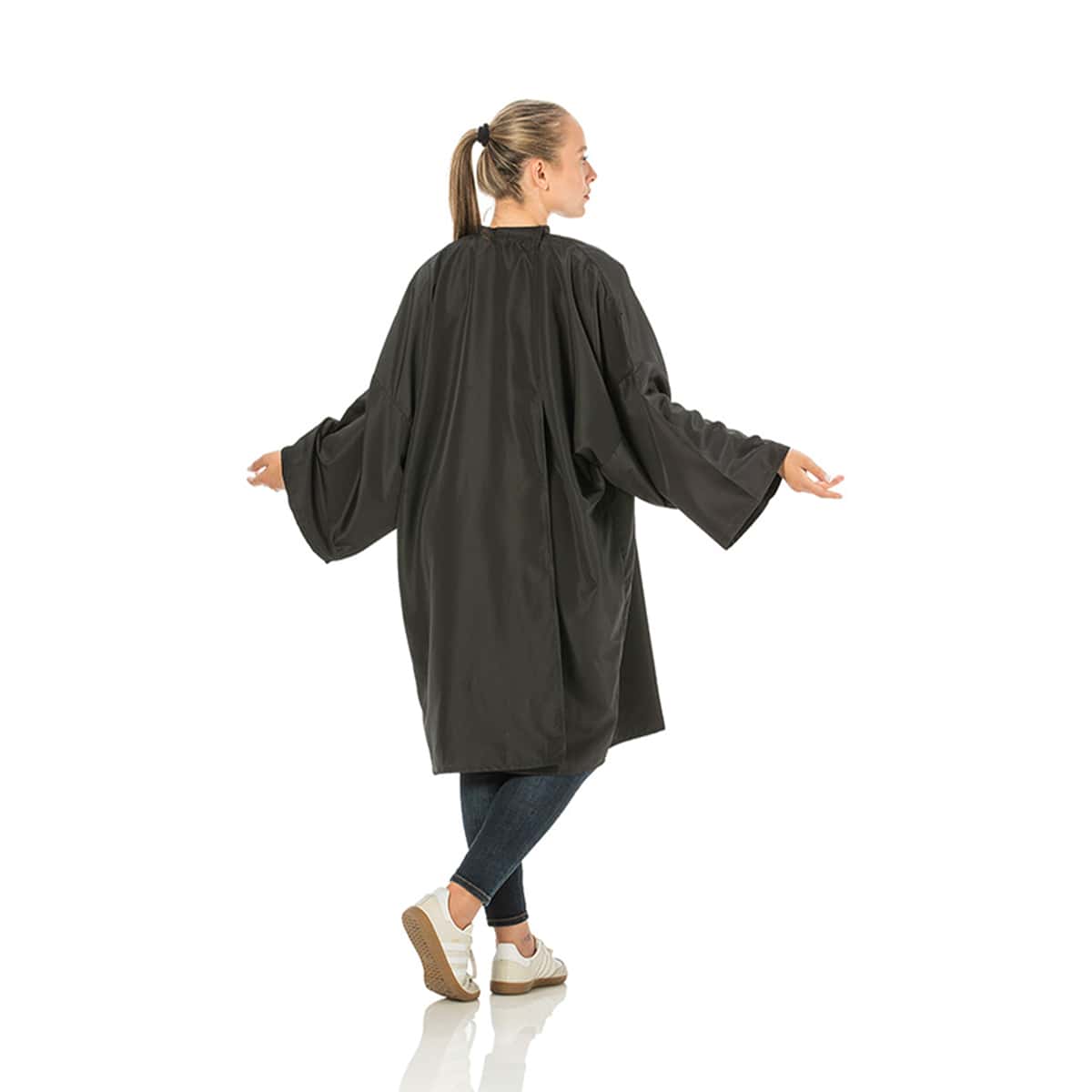 Peignoir Cape avec Manche Noir Fermeture à Velcro