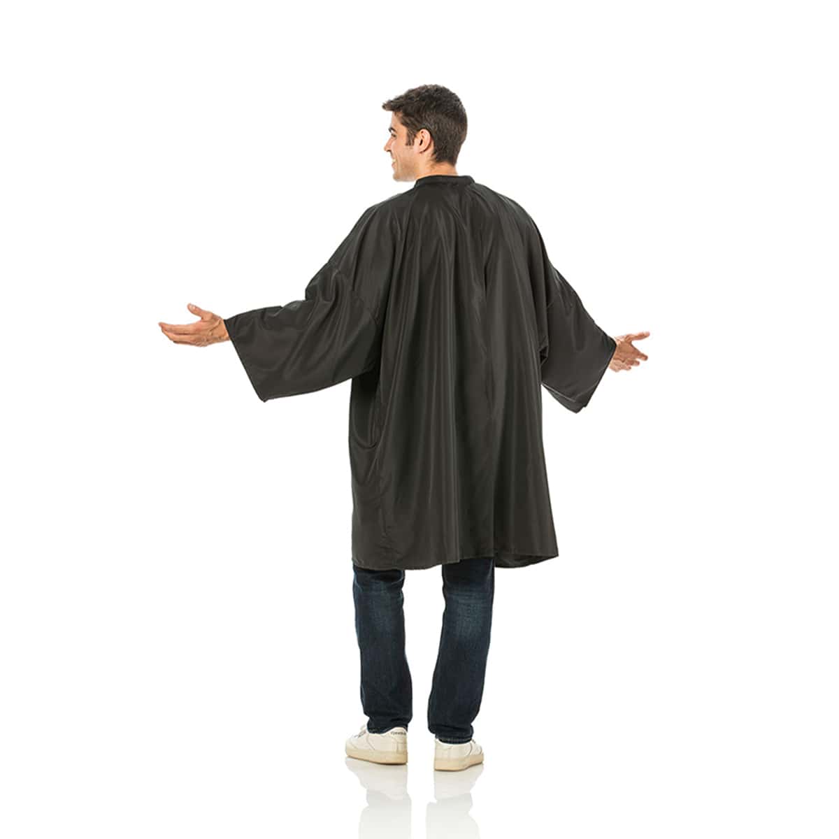 Peignoir Cape avec Manche Noir Fermeture à Velcro