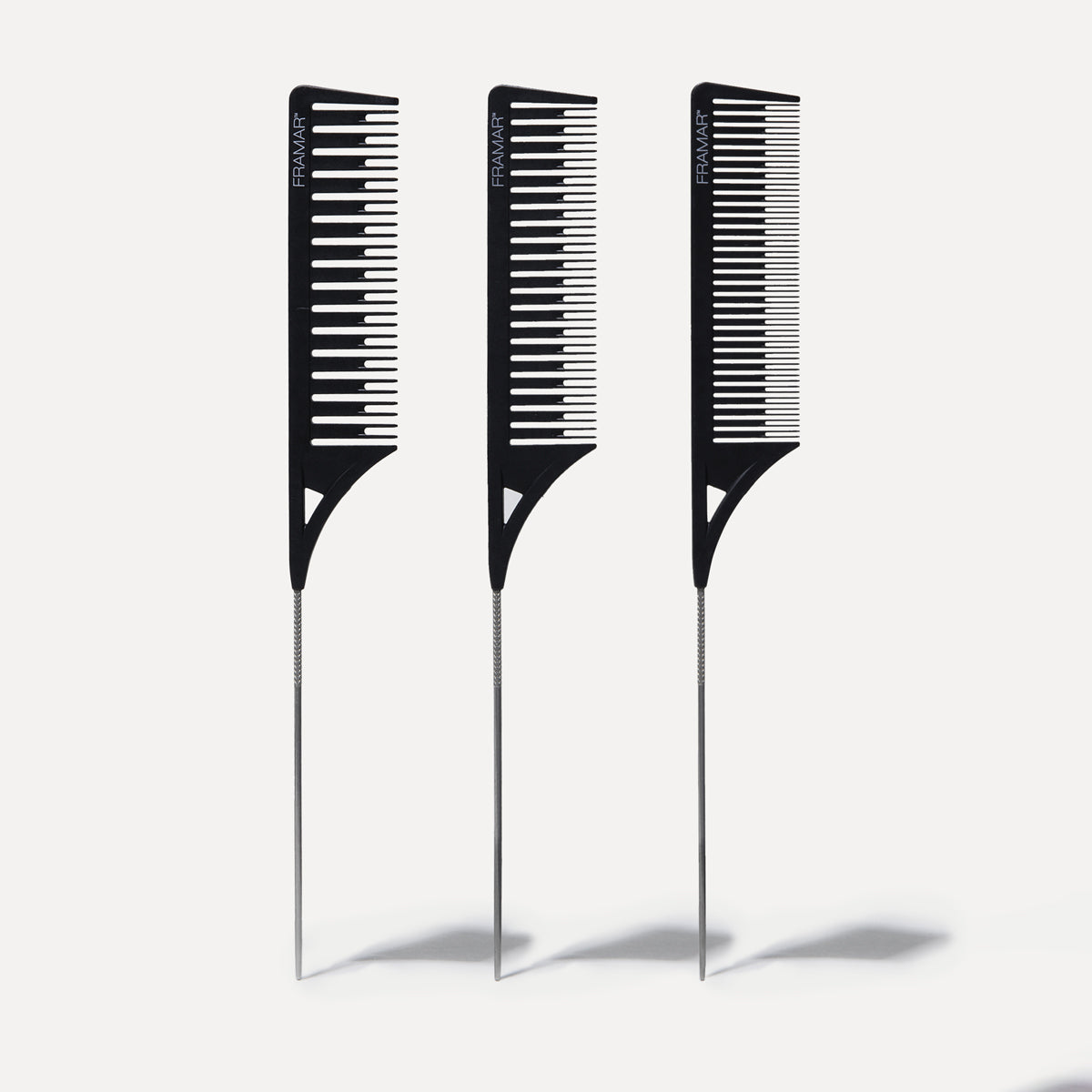 Peigne à Queue Metal Noir X3