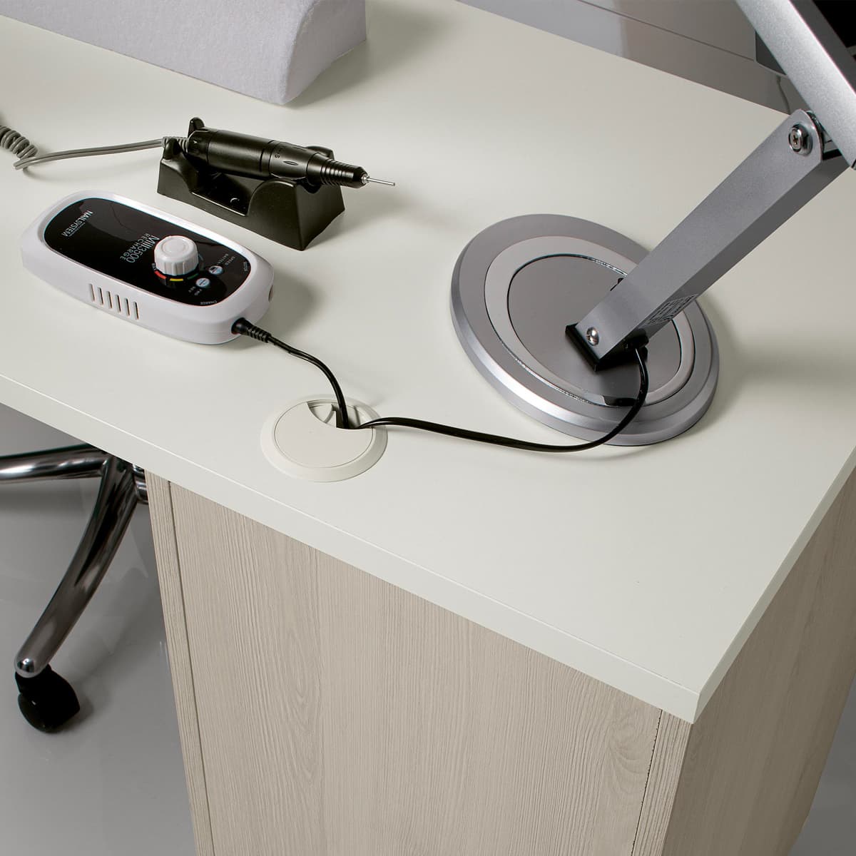 Larch Natural Manicure Table with Drawers and Cabinet