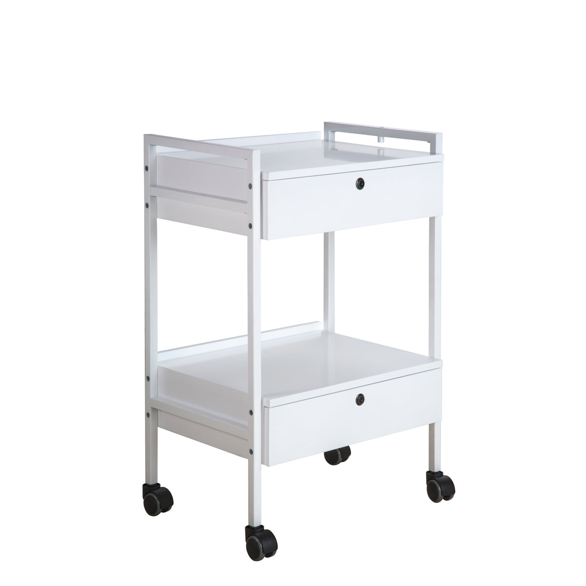 Trolley Blanc Roulettes 2 Tiroirs