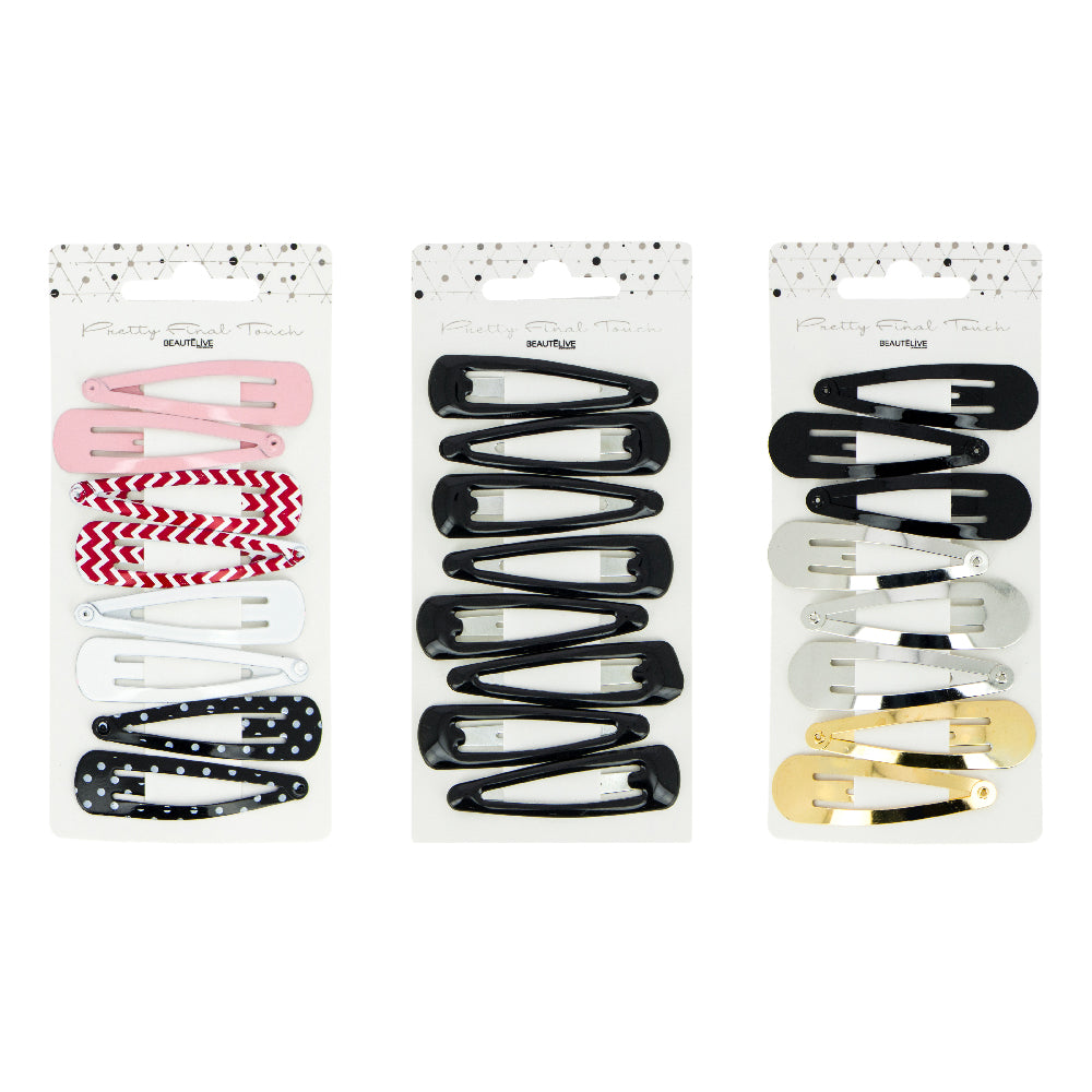 Medium click-clack hair clips x8