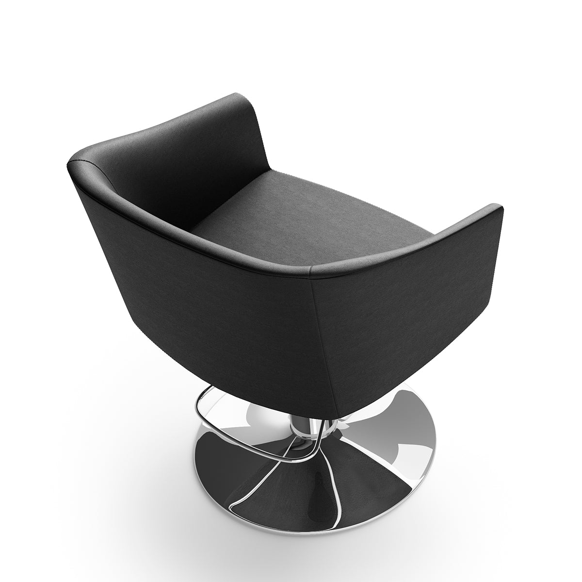 Fauteuil GALA base ronde skaï noir 008C