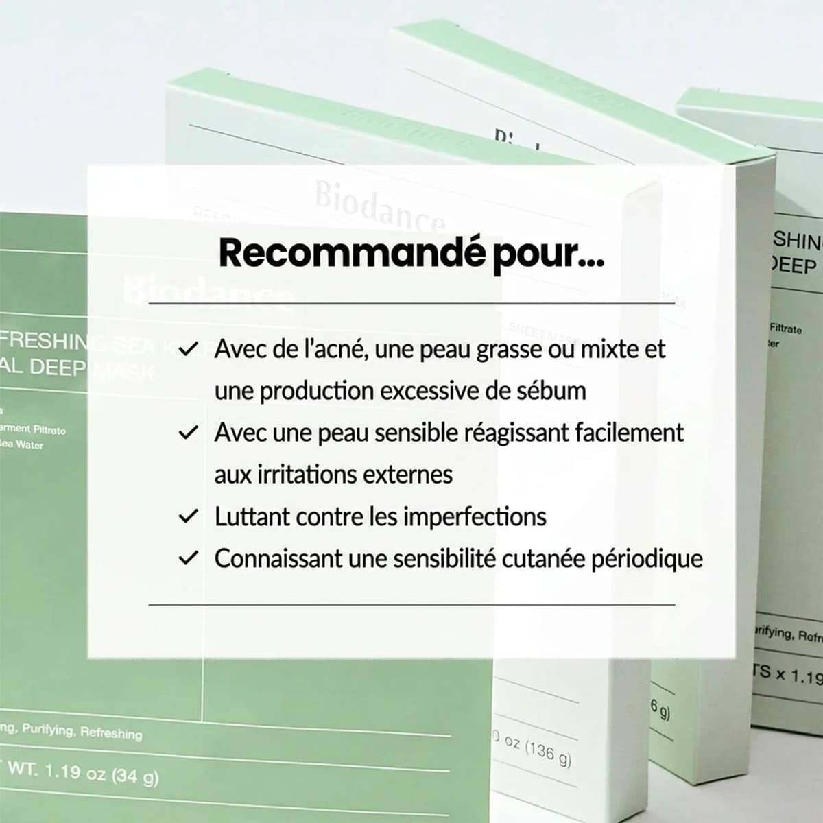 Masques Rafraîchissants Profonds aux Algues Marines (X4 Masques)