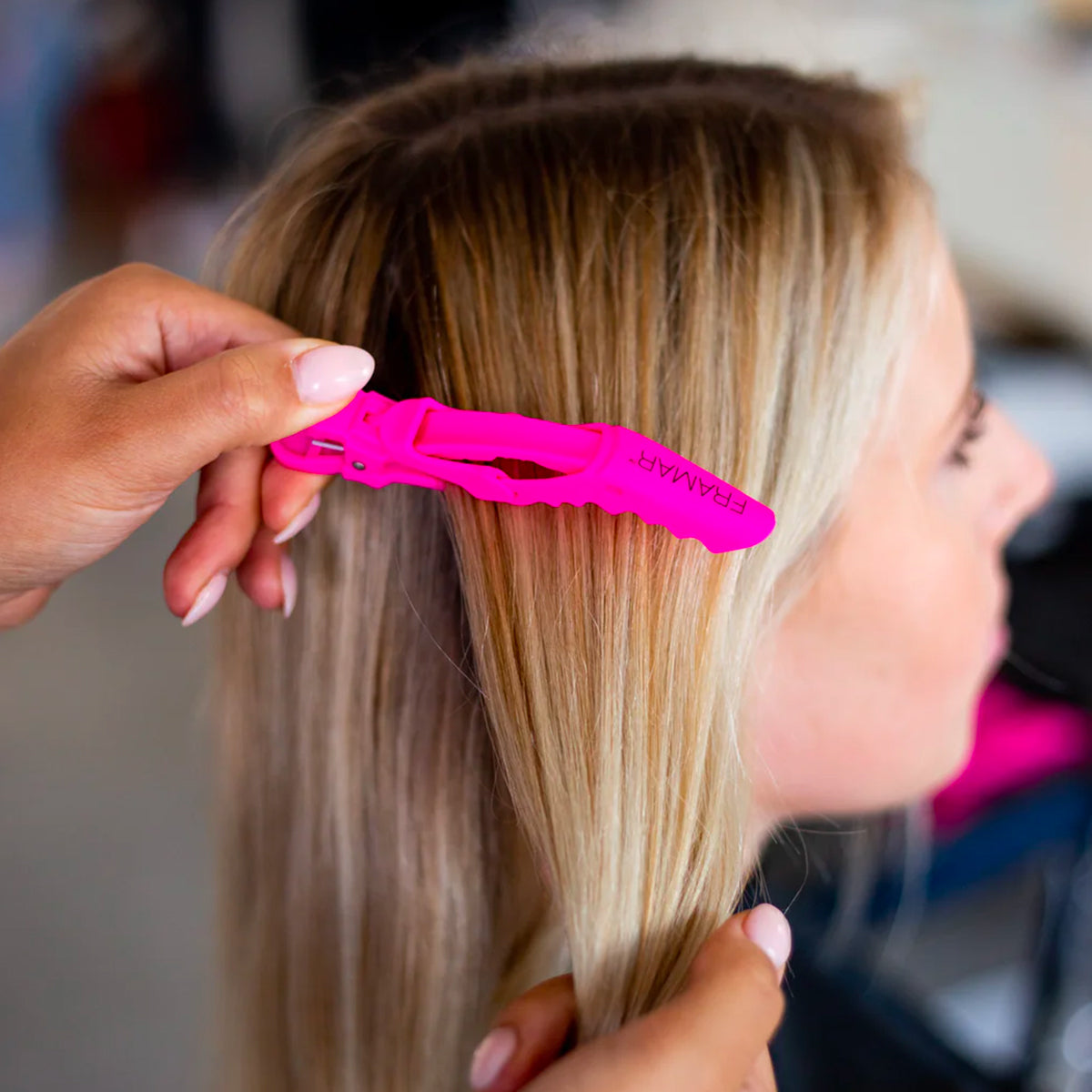 Pince Sépare-mèches Crocodile Rose x4