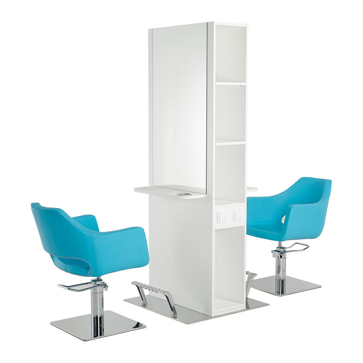 Hairdressing unit HELENE Central 2 seats Matte finish + footrests
