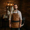 Beige barber apron with pocket