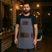 Barber Apron Grey Fabric Leather Pocket