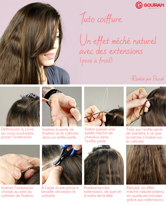 10 mèches extensions naturelles pose à froid