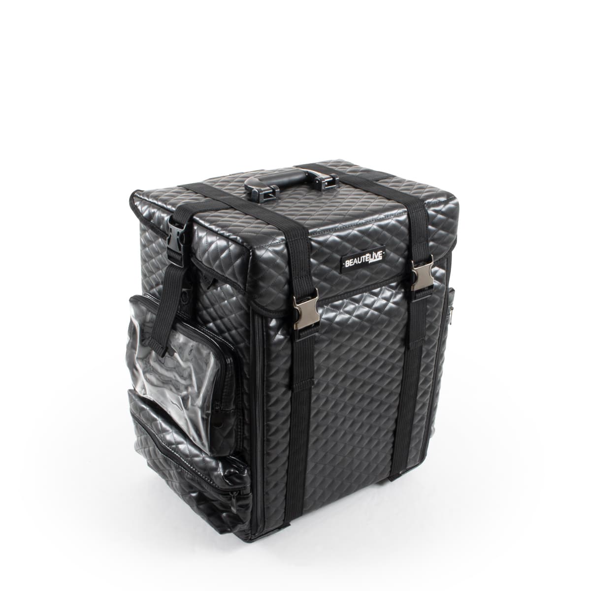 Black Faux Leather 4-Wheel Professional Suitcase VIENNE